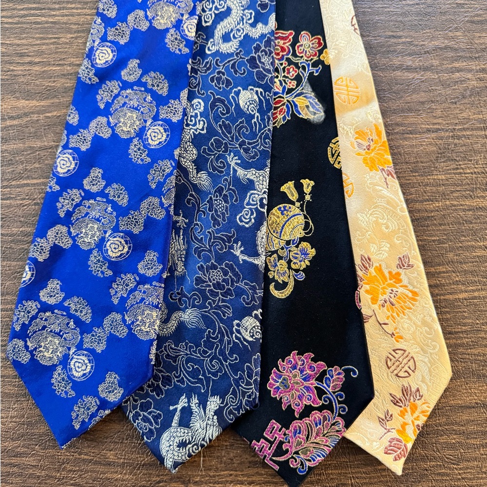 Four Asian themed ties for men